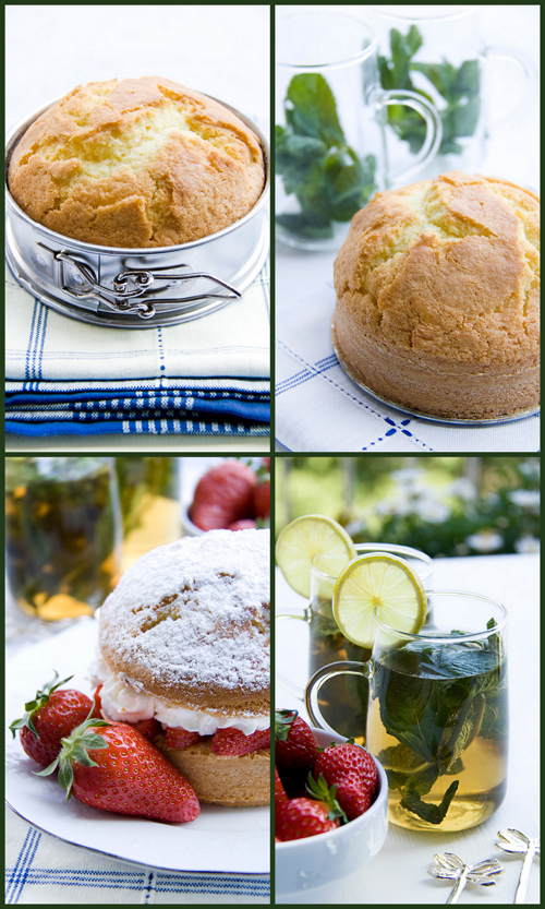 Torta panna e fragola (collage)