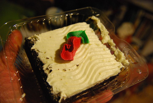 Red Velvet Cake slice, shared with John