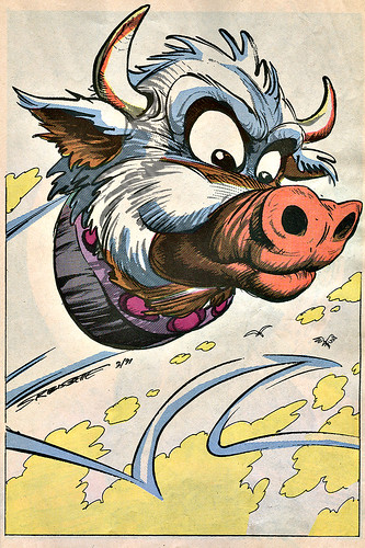 Mighty Mutanimals : INVASION FROM SPACE - Pin-up Gallery :: Cudley the Cowlick //  art by S.R. Bissette (( 1991 ))