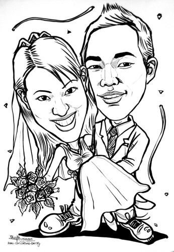 couple wedding caricatures 040509