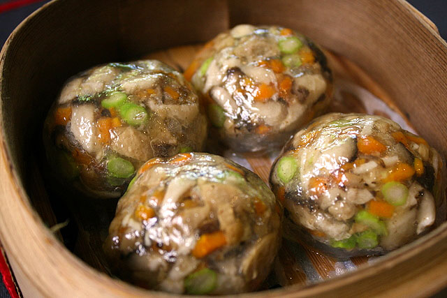 Truffled Essence Crystal Dumplings stuffed with Assorted Fresh Mushrooms