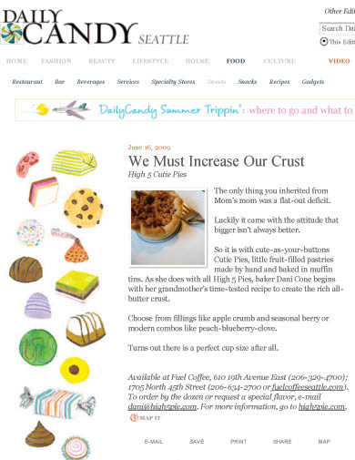 My article for DailyCandy on Cutie Pies!