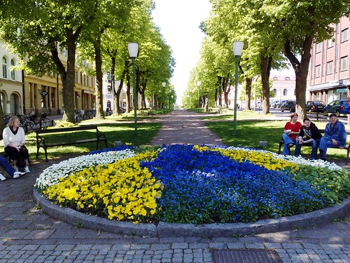Flower bed at spring in Mariestad, Sweden
