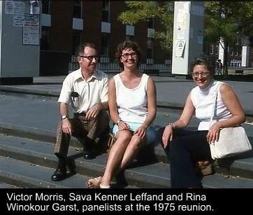 Victor Morris, Sava Kenner Leffand and Rina Winokour Garst, panelists at the 1975 reunion.