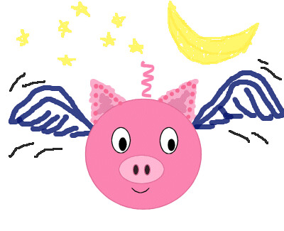 piggy flying at night by TS