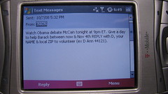 Barack Obama Text Message - 10/07/08 - Watch Obama Debate McCain Tonight by DavidErickson