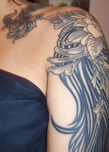 The shoulder is one of the less painful places to get a tattoo and the skin