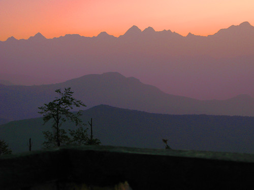 The Everest Range in pre-dawn silhouette
