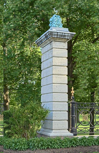 Tower Grove Park, in Saint Louis, Missouri, USA - column with lion