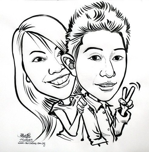 Couple caricatures in ink 060209