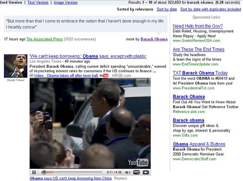 Barack Obama Google News Search - 051409