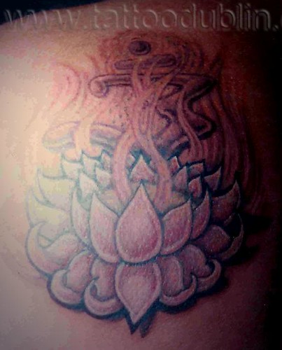 ohm tattoo. ohm lotus tattoo by dublin