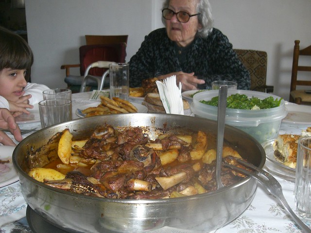 goat roast cooked by 85-year-old yiayia