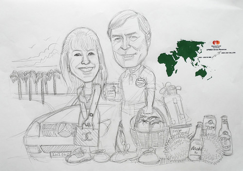 Couple caricatures for Mastercard Mr & Mrs Sekulic detail pencil sketch (revised 1)