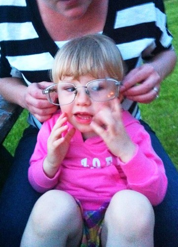 Zo with Uncle Morley's safety glasses