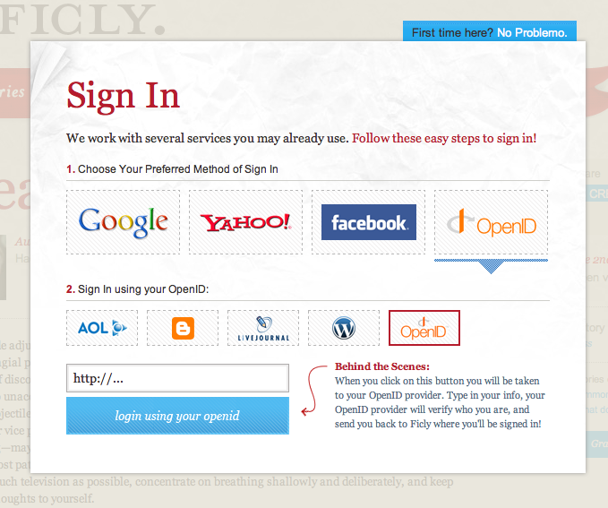 Ficly - OpenID Sign in
