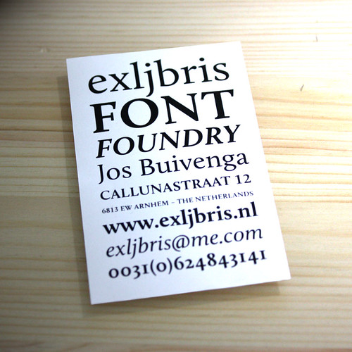 exljbris type foundry business card