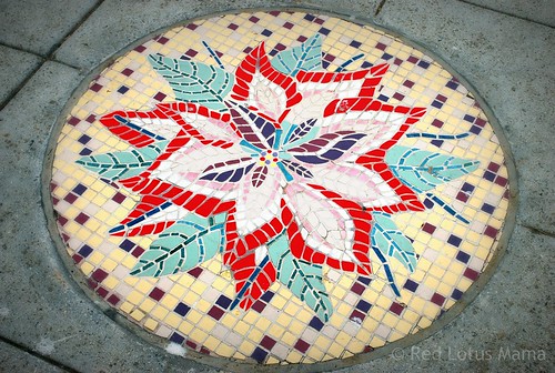 hibiscus sidewalk mosaic medallion