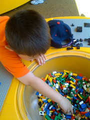 picking out LEGO bricks