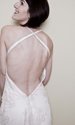 Open back wedding dress ivory very low cut back