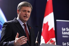 Prime Minister of Canada, Stephen Harper addresses the worlds media