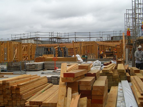 Timber frame under construction in Oakland
