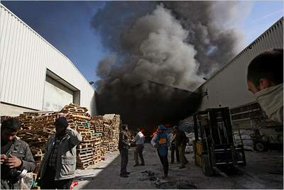 UNRWA warehouse on fire