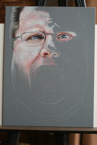 In progress colored pencil drawing of Kevin Lawver entitled Ultranormal II