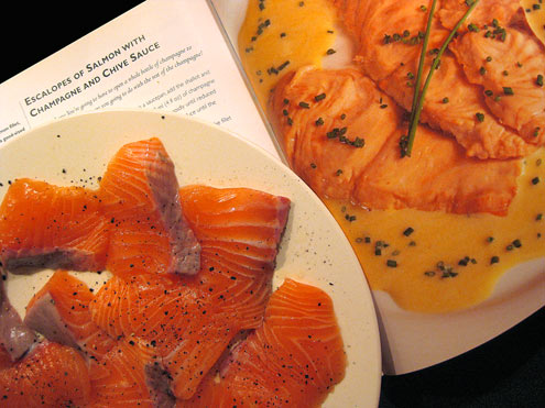 Escalopes of Salmon with Champagne & Chive Sauce