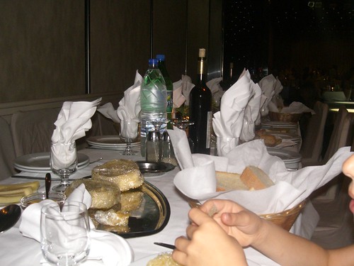 This is a typical table set up at a Cretan wedding reception hall 