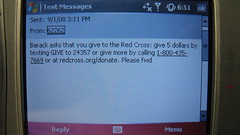 Barack Obama Text Message - 09/01/08 - Barack Asks That You Give To The Red Cross by DavidErickson