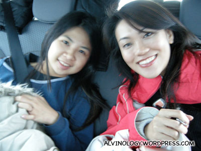 Rachel and Meiyen in the back seat