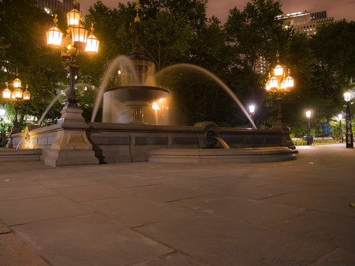 City Halls Fountain At Night
