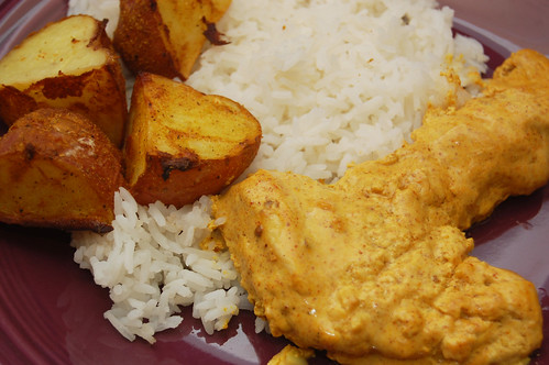 tandoori chicken and potatoes