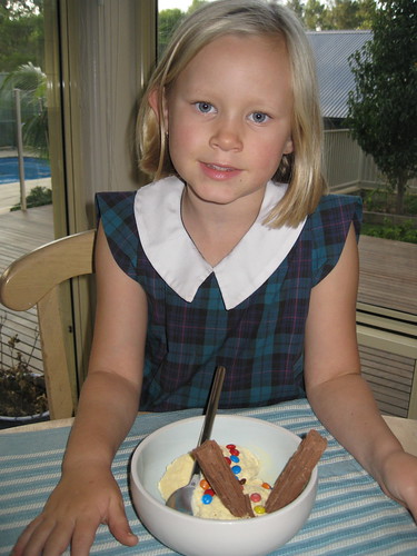 Christy with ice-cream sundae