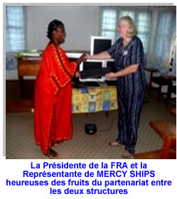Mercy Ships makes a donation of  5 used computers to FRA