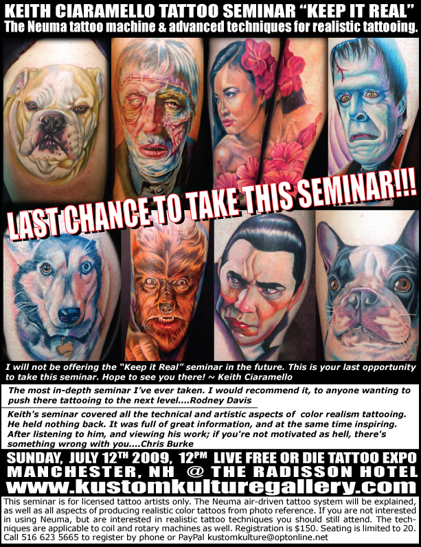 Keith Ciaramello This seminar is for licensed tattoo artists only. The Neuma 