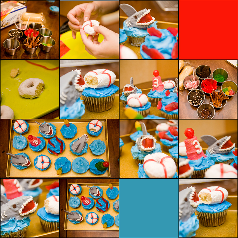 shark cupcakes collage