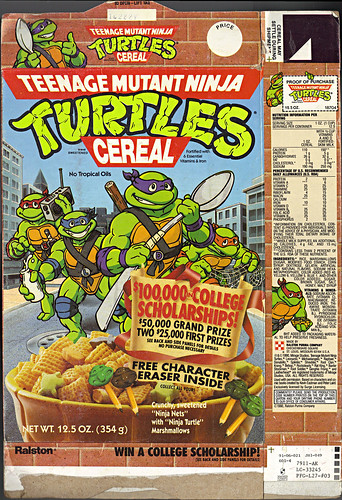 Ralston "Teenage Mutant Ninja Turtles" Cereal - '$100,000 in COLLEGE SCHOLARSHIPS!' i (( 1991 ))
