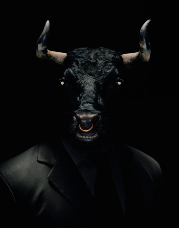 Businessman with bull's head