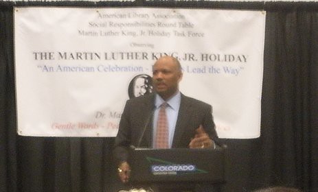 Dwight D. Jones speaking at the Martin Luther King, Jr. Holiday Sunrise Observance