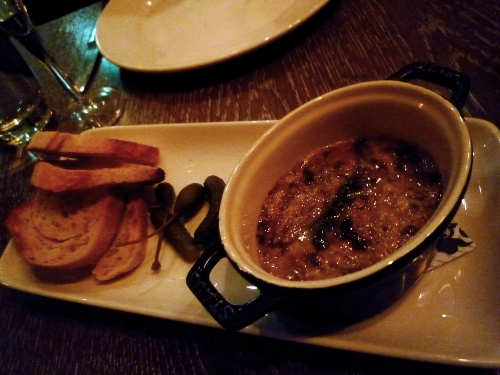 Rabbit and prune rillette with caper berries and cornichons