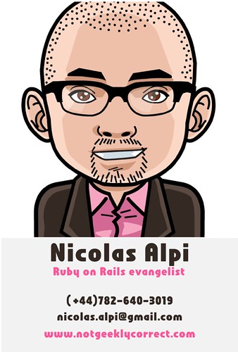 Business Card, Nicolas Alpi Ruby on Rails evangelist