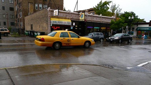 rainy Chicago taxi