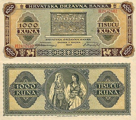 1000 Kuna Chorvátsko 1943 P12