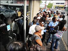 There was a run on the banks in Antigua after the reported $8billion fraud perpetuated by Stanford Bank. The global financial crisis deepens despite the fact that the imperialist states have poured trillions in public monies into the banking system. by Pan-African News Wire File Photos
