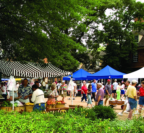 Merchant Square open air market     Image courtesy of The Colonial Williamsburg Foundation