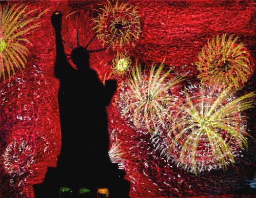 statue of liberty fireworks. the Statue of Liberty with
