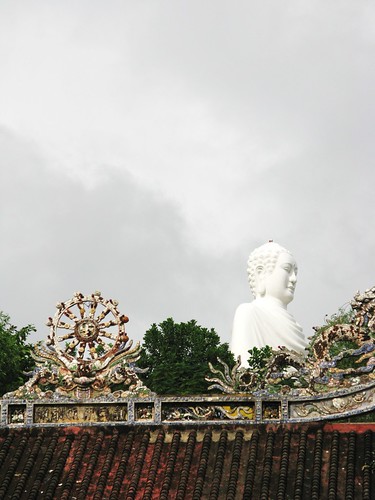 Vanishing white Buddha at Long Son Pagoda, Nha Trang, Vietnam