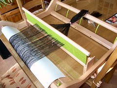 Ashford rigid heddle loom being warped